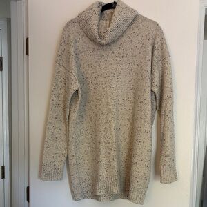 Athleta Cream Speckled Turtleneck Sweater